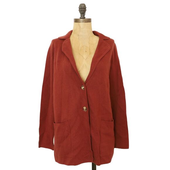 J. CREW Two Button Sweater Knit Blazer Size XS Red Coat Pockets Cotton NWT B37 - Picture 2 of 6